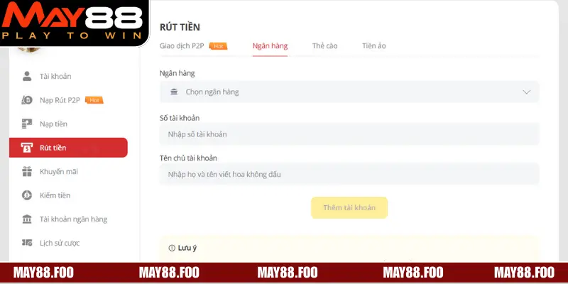 Những lợi ích tuyệt vời khi rút tiền MAY88